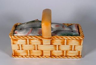 A Sarreguemines Majolica Fish Basket Tureen