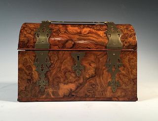 An English Victorian Burl Wood Letter Box