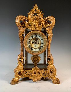 Ansonia Apex Regulator Gilt Bronze Mantle Clock
