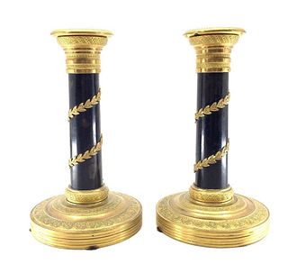 Pair of French Empire Bronze and Gilt Bronze