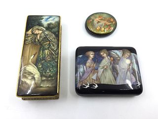 Three Fedoskino Russian Lacquer Boxes