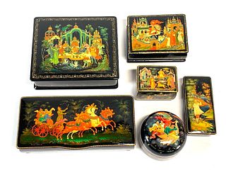 Six Russian Lacquer Boxes