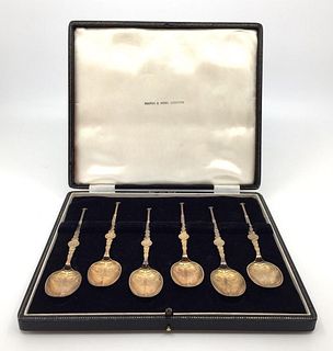 Six Queen Elizabeth II Coronation Spoons in Fitted Case