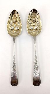 Two Irish Silver Fruit Spoons