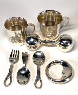 Lot of Tiffany Sterling Silver Baby Items