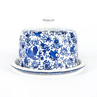 BURLEIGH WARE BLUE AND WHITE COVERED CHEESE SERVER