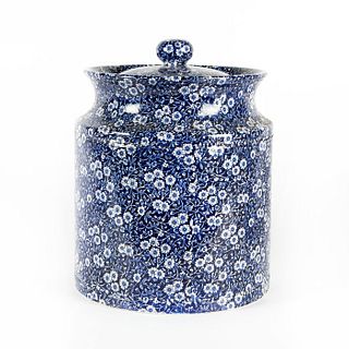BURLEIGH WARE LARGE BLUE AND WHITE FLORAL BREAD BIN