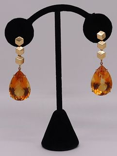 JEWELRY 18kt Gold and Colored Gem Earrings.