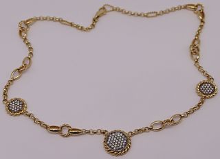 JEWELRY. 18kt Gold and Pave Diamond Necklace.