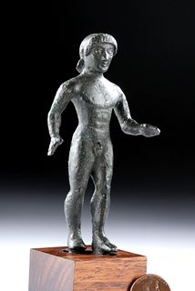Etruscan Bronze Statuette of a Striding Kouros