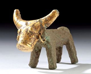 Anatolian Bronze Bull w/ Gold Leaf Face Mask