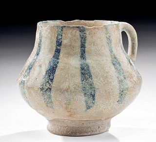 Islamic Kashan Glazed Pottery Handled Cup