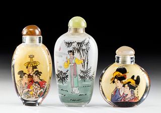 Lot of 3 Chinese Qing Dynasty Glass Snuff Bottles
