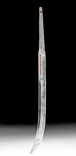 Japanese Edo Period Steel Naginata Blade w/ Red Lacquer