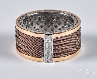 Alor 18K gold, stainless steel and bronze ring