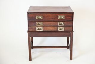 Regency Campaign Brass And Oak Cabinet On Stand