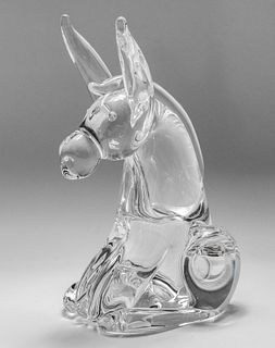 Steuben Large Art Glass Donkey Sculpture