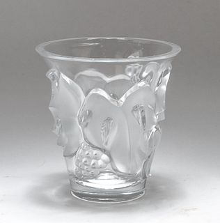 Lalique France "Samur" Frosted Art Glass Vase