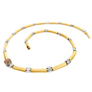 Fancy Amber Diamond and 18K Gold Necklace