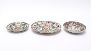 Chinese Export Rose Medallion Plates, 3