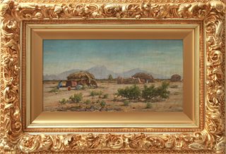 H.Sells "Southwest Indian Landscape" Oil, 19th C.