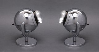 Space Age Chromed Metal Sphere Table Lamp Pr