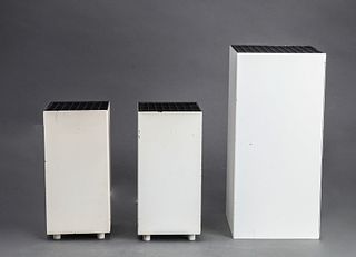 Mid-Century White Aluminum Cube Lamps