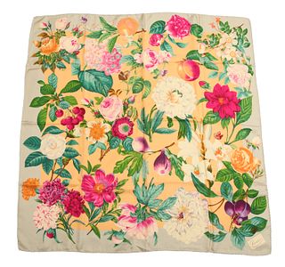 Gucci "Flowers & Fruit" Vintage Silk Scarf