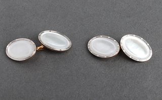 14K Yellow & White Gold Mother-Of-Pearl Cufflinks