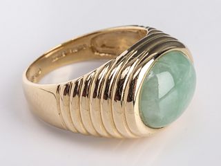14K Yellow Gold & Jade Ring