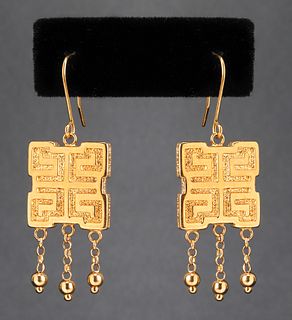 Milor Italian 14K Yellow Gold Asian Style Earrings