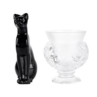 2 pcs Crystal Baccarat Panther Lalique Vase
