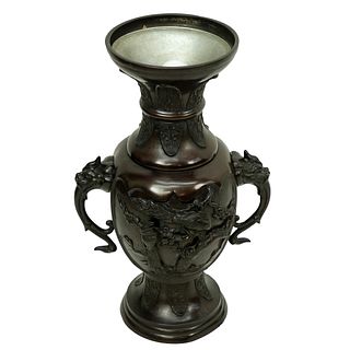 Japanese Bronze Urn Mounted as a Lamp