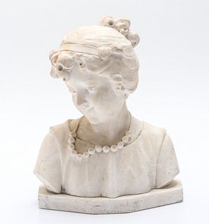 A. Gennay Signed Marble Bust of a Girl