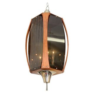 Modernist Walnut And Acrylic Pendant Lamp