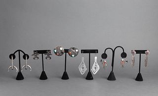 Silver Designer Earrings, Etc., 6 Pairs
