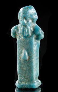 Rare Egyptian Glazed Faience Herm Amulet, ex Sotheby's