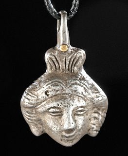 Roman Silver Pendant - Head of Fortuna - 21.5 g