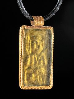 Byzantine 22K+ Gold & Glass Pendant w/ Saint - 3 g