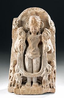 8th C. Indian Stone Relief Panel of Surya