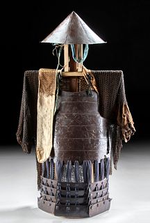 Japanese Edo Samurai Iron Armor, Hat & Chainmail Tunic