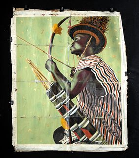 20th C. Ghana Painting - Archer by Cartton Eshun