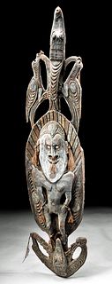 Large 20th C. Papua New Guinea Wood Figural Carving