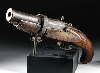 18th C. Western European Wood, Iron & Brass Swivel Gun