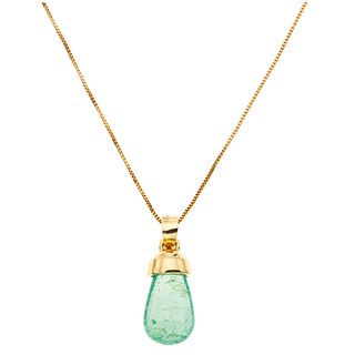 CHOKER AND PENDANT WITH EMERALD. 18K AND 14K YELLOW GOLD