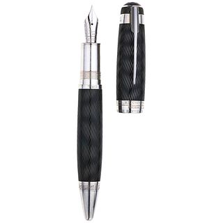 FOUNTAIN PEN MONTBLANC LIMITED EDITION ALFRED HITCHCOCK 0950 / 3000. LACQUER AND .925 SILVER