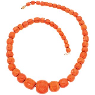 CORAL NECKLACE WITH 14K YELLOW GOLD CLASP