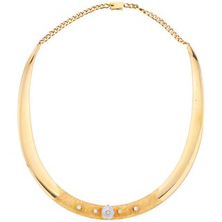 CHOKER WITH CULTURED PEARLS AND DIAMONDS. 18K YELLOW GOLD