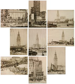 9 Louis C. Rosenberg etchings