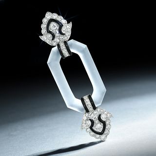 Mauboussin Art Deco Diamond and Rock Crystal Brooch